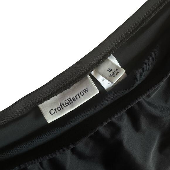 NWOT Croft & Barrow Black Swim Skirt Bottom Size 16 Built-In Briefs - Picture 2 of 6